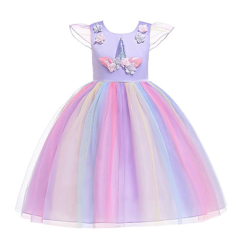 أزياء فستان يونيكورن للأطفال المناسبات الخاصة مقاس 110 سم تأثيري 1 قطعة