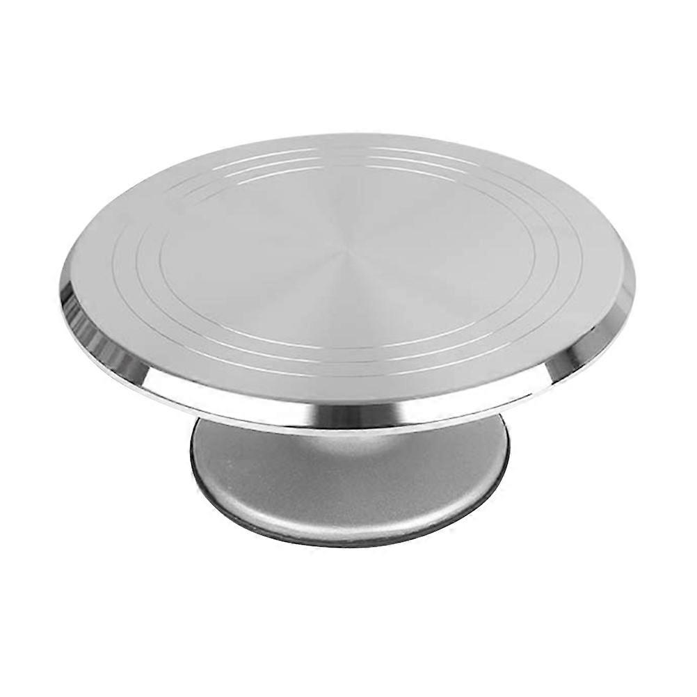 Rotating Cake Stand with Nonslip Surface for Decorating 12 Inch Aluminum Alloy Silver