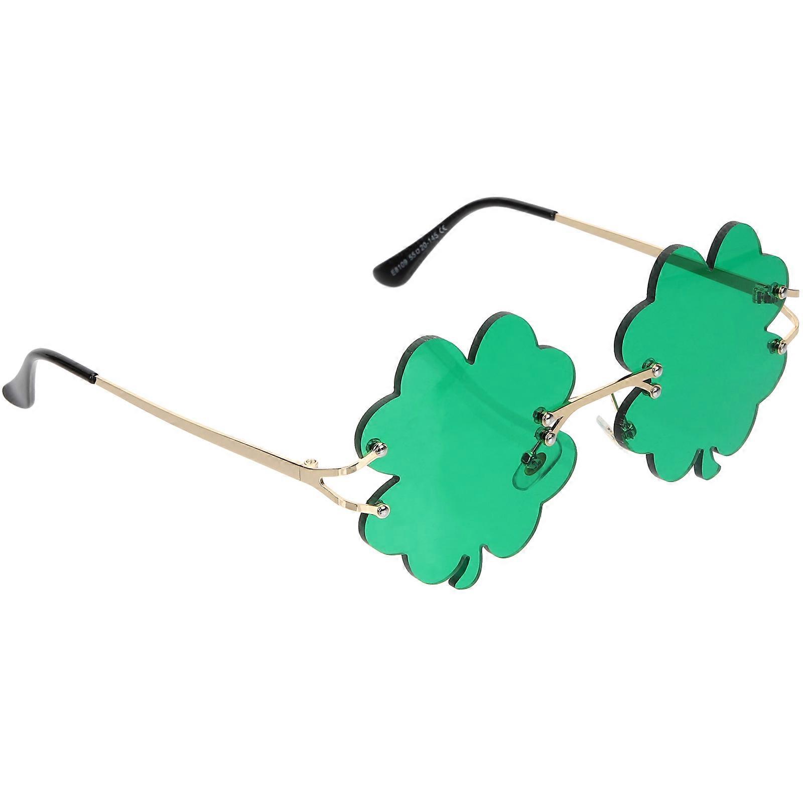 St Patricks Day Sunglasses Rimless Party Accessory For Children Green Simple Design 1 Pair