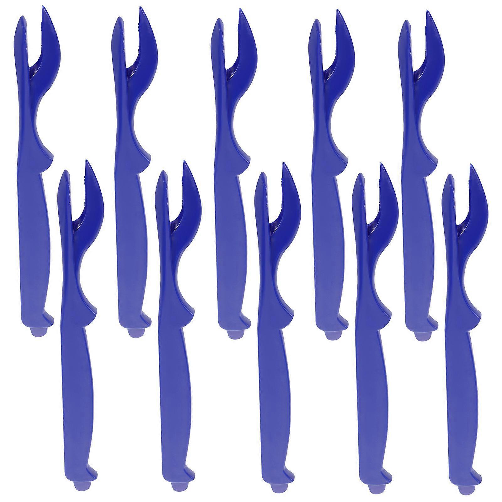 Blue Reusable Plastic Seafood Fork for Home Use Enjoy Crab Lobster Shrimp with 10pcs