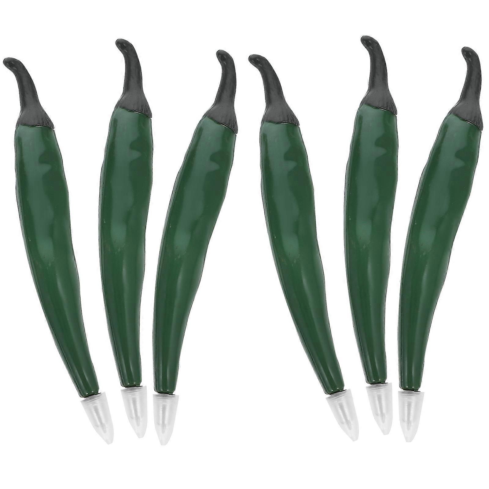 Pepper Design Ballpoint Pens For Student Dormitory Decoration 14X1.5X1.5CM Green Decorative 6Pcs