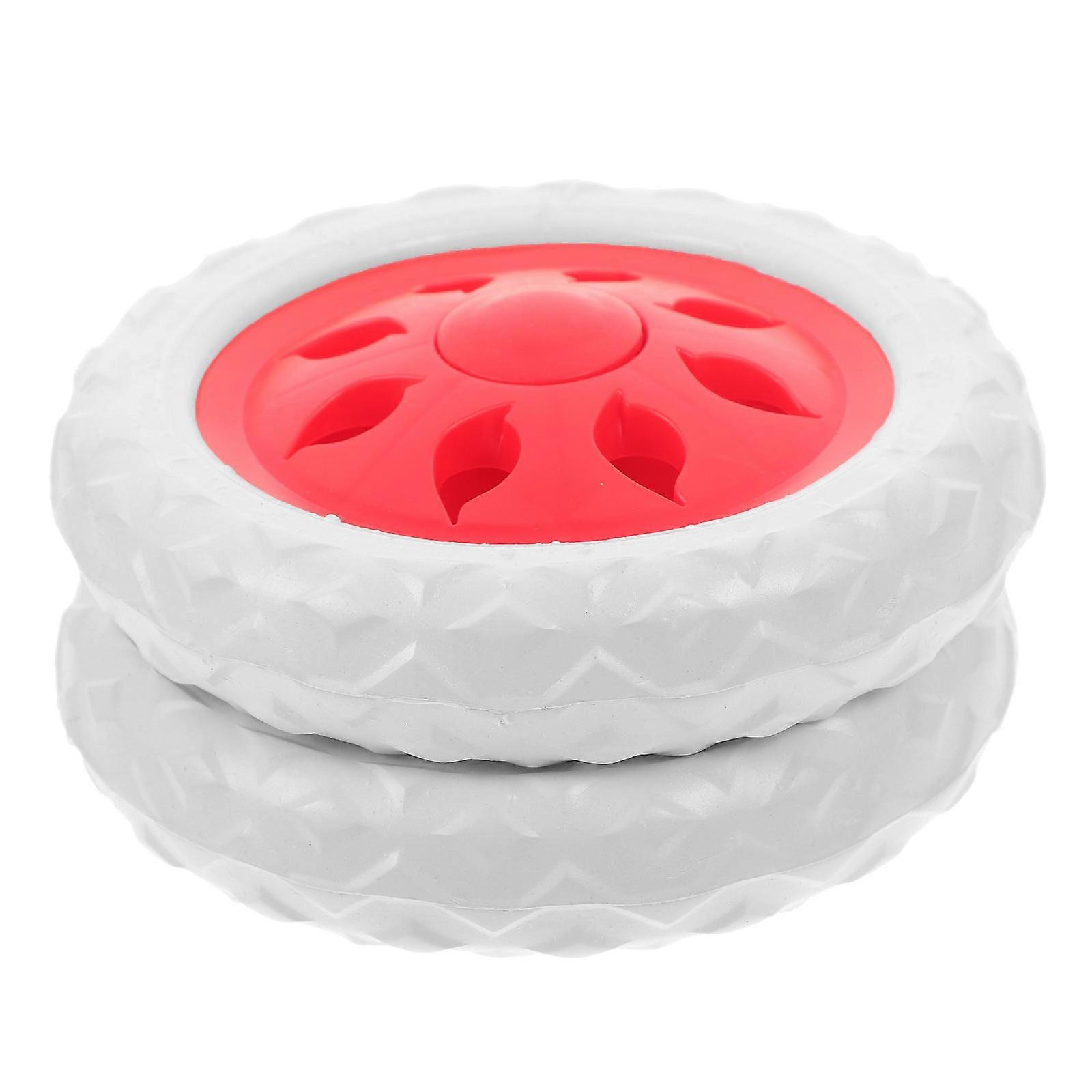 Universal Replacement Wheel for Shopping Cart EVA Rubber Material Red Color Easy Installation 1 Pair