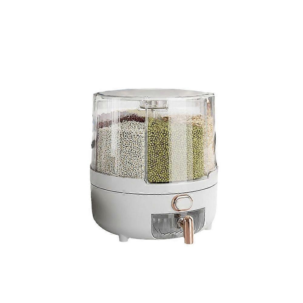 1 Rotating Rice Grain Storage Container, 360 Degree Rotating Grain Storage Food Dispenser, Measuring Cylinder, Large Capacity