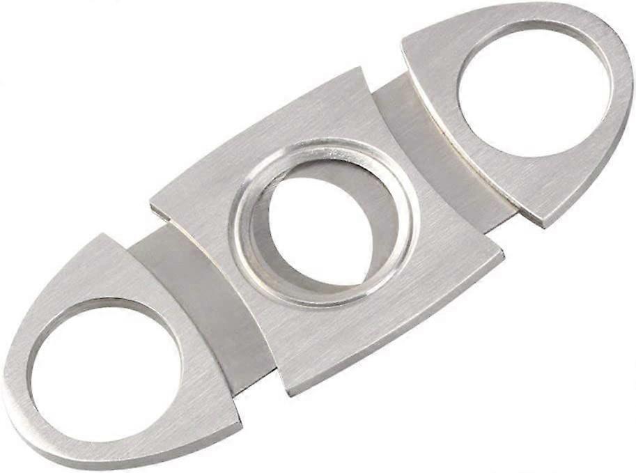 Double Guillotine Cigar Cutter - Professional Trimmer (Silver, 2pcs)