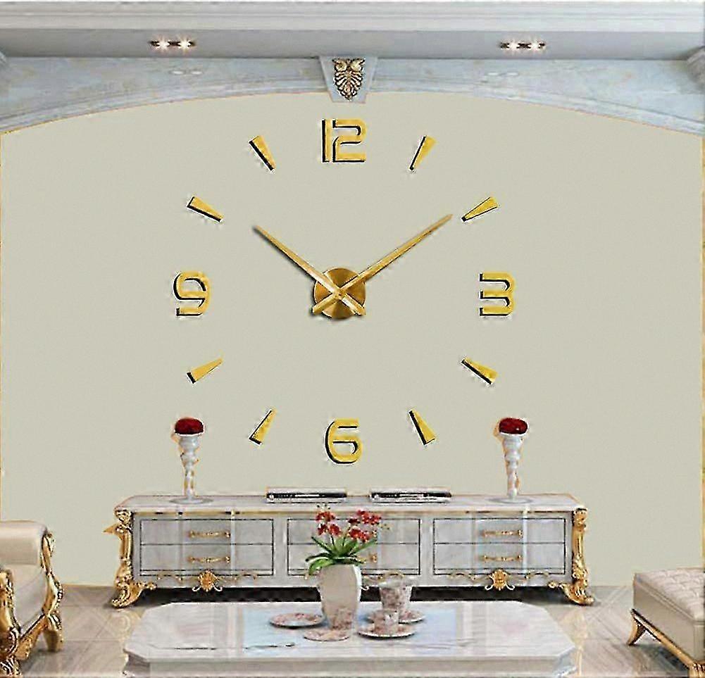 Large Golden Wall Clock with Creative Design for DIY Customization