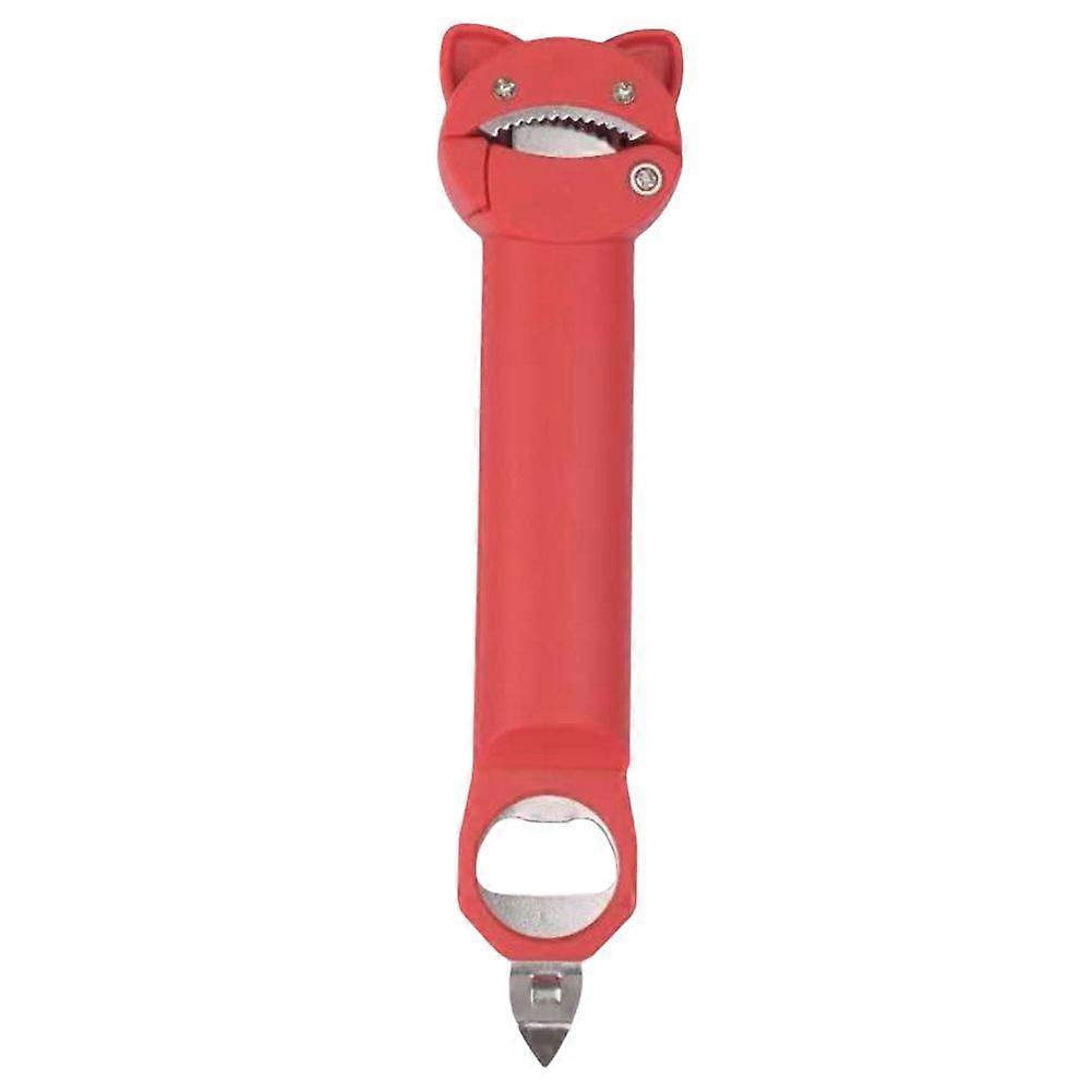 Magnetic Can Opener Telescopic Bottle Opener Multi-Function Cap Opener Anti-Slip Manual Cap Screwer Red