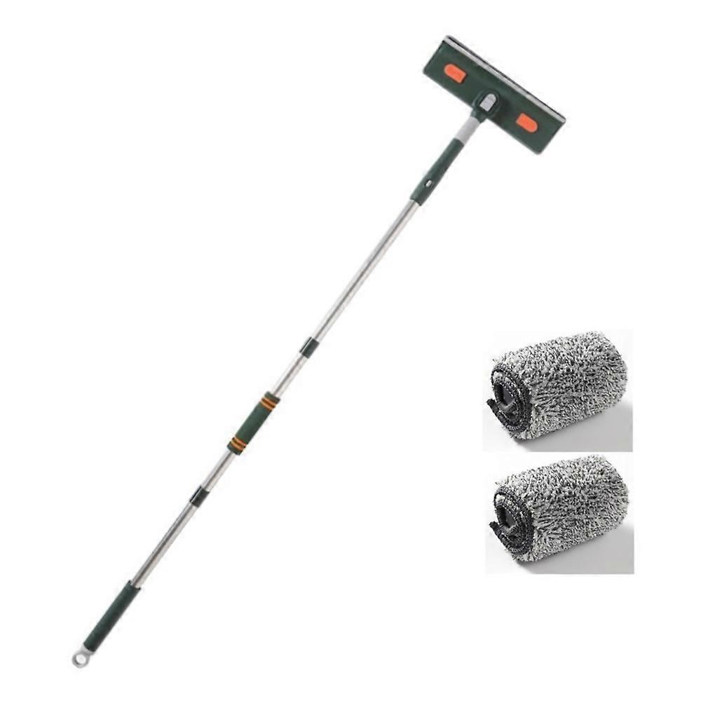 3 Section Pole Window Squeegee Rotatable Head Glass Cleaner with 2 Microfiber Cloth