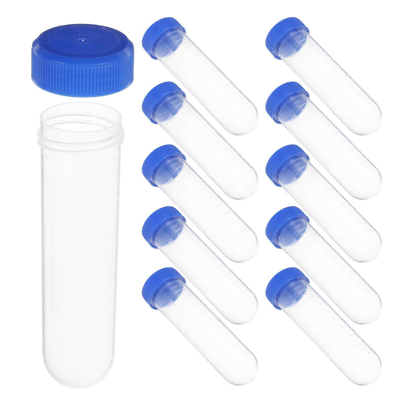 50Pcs Clear Tubes with Caps Storage Vials for Laboratory Experiments for Sample and Easy Sediment Settling