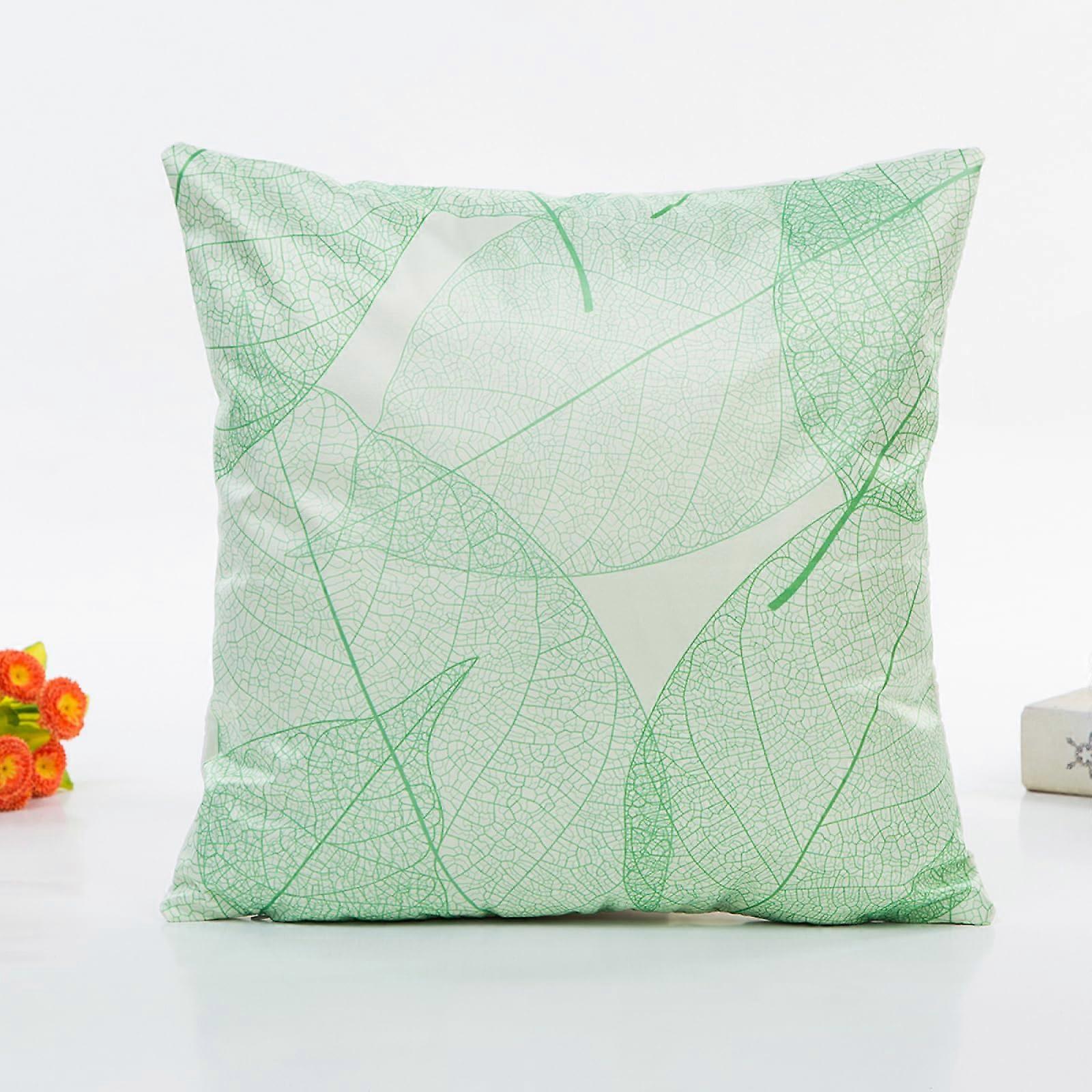 Cushions 50x50cm Green Leaves Cotton Linen Outdoor Square Cushions for Living Room Bedroom Office with Invisible Zipper