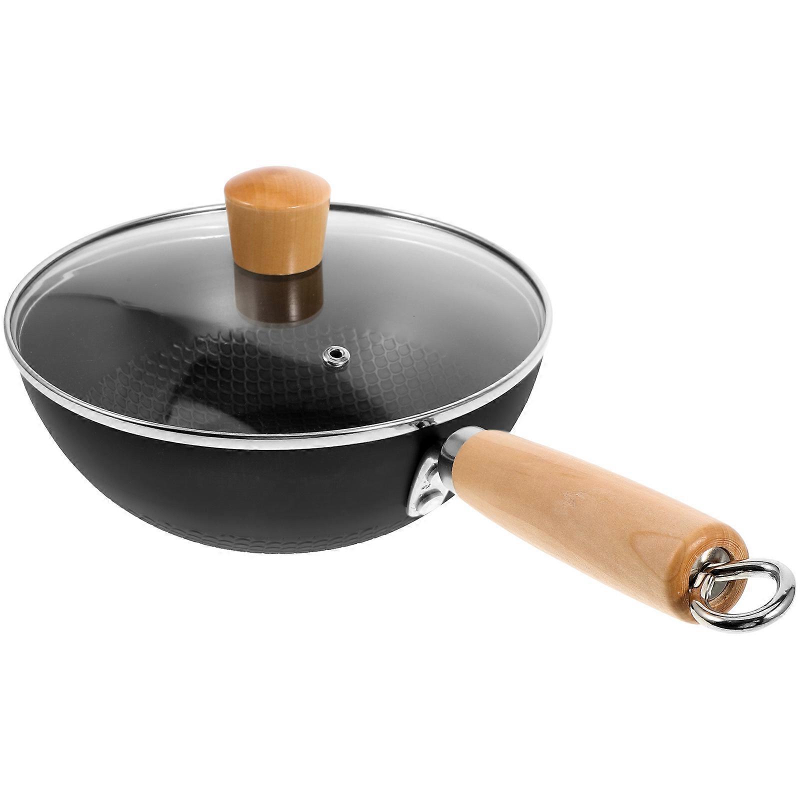 Nonstick Skillet with Lid Kitchenware for Couples Gas Stove Black Lid 1 Set
