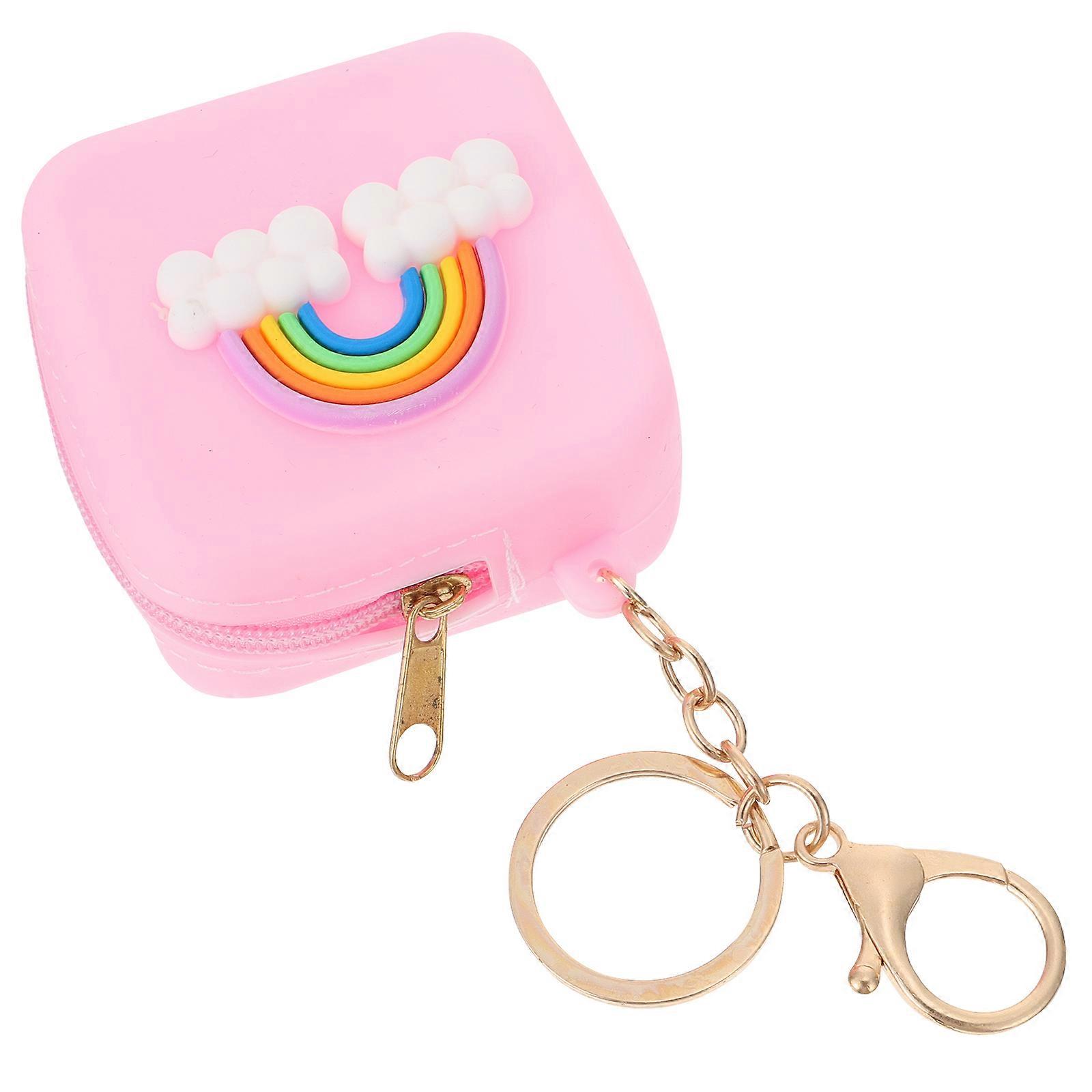 Earphone Storage Case Keyring for Daily Use Silicone Pink Storage 2Pcs