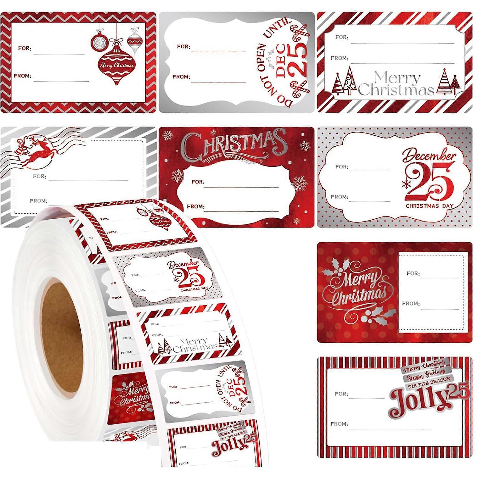 300Pcs Christmas Wrapping Labels 4.5x3cm Adhesive Label Christmas Name Sticker for Seal Envelope Card and Packaging Multicolor