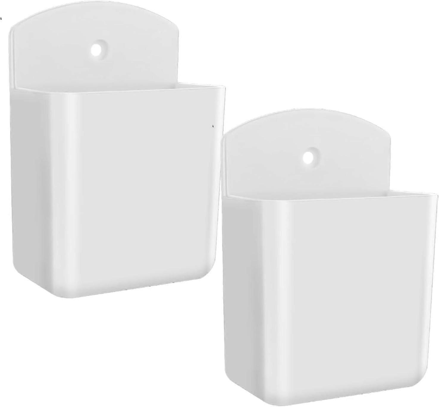 Pack of 2 White Remote Control Holders - Wall Mount, Self-Adhesive, Multifunctional Plastic Organizer for TV Remotes SZRH A-F