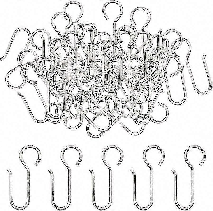 Curtain Hooks, 40 Pcs Heavy Duty Zinc Curtain Rail Hooks for Door Curtains, 50x2.5mm