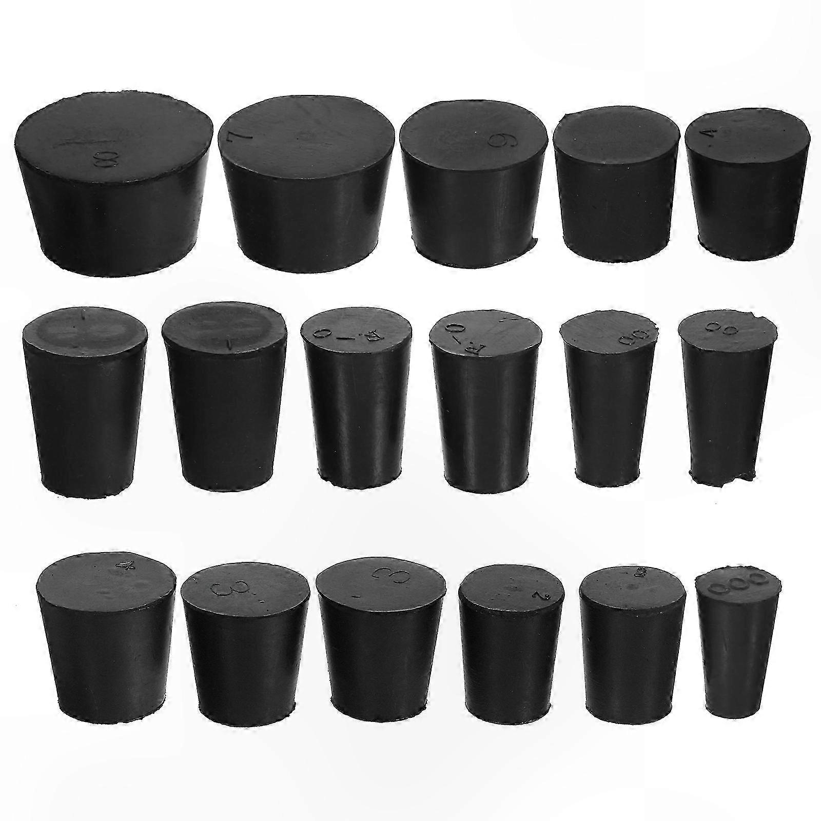 21-Piece Rubber Stoppers for Test Tubes and Flasks, Sealing Plugs for Laboratory Use