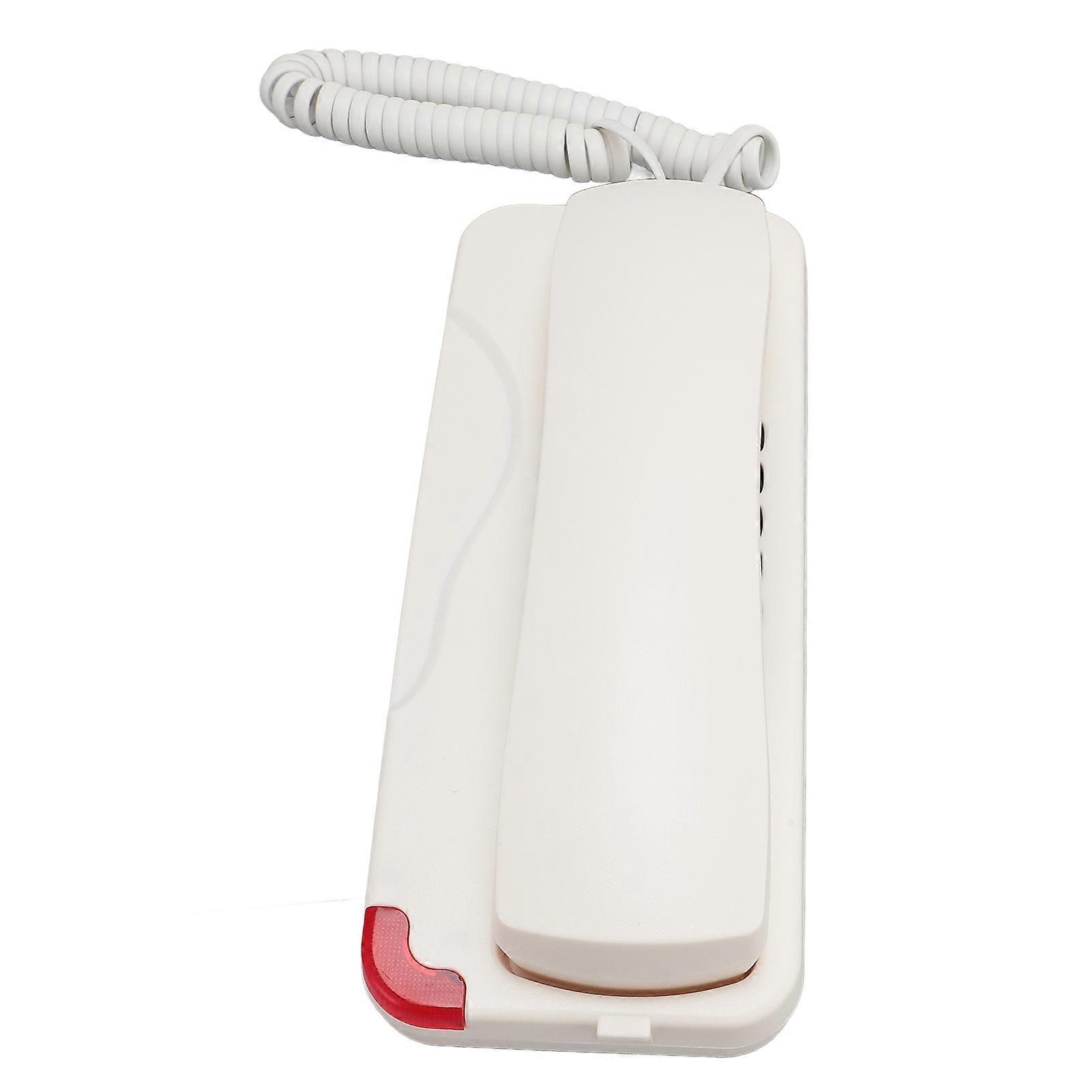 Retro White Corded Wall Mount Telephone Wired with Redial Pause