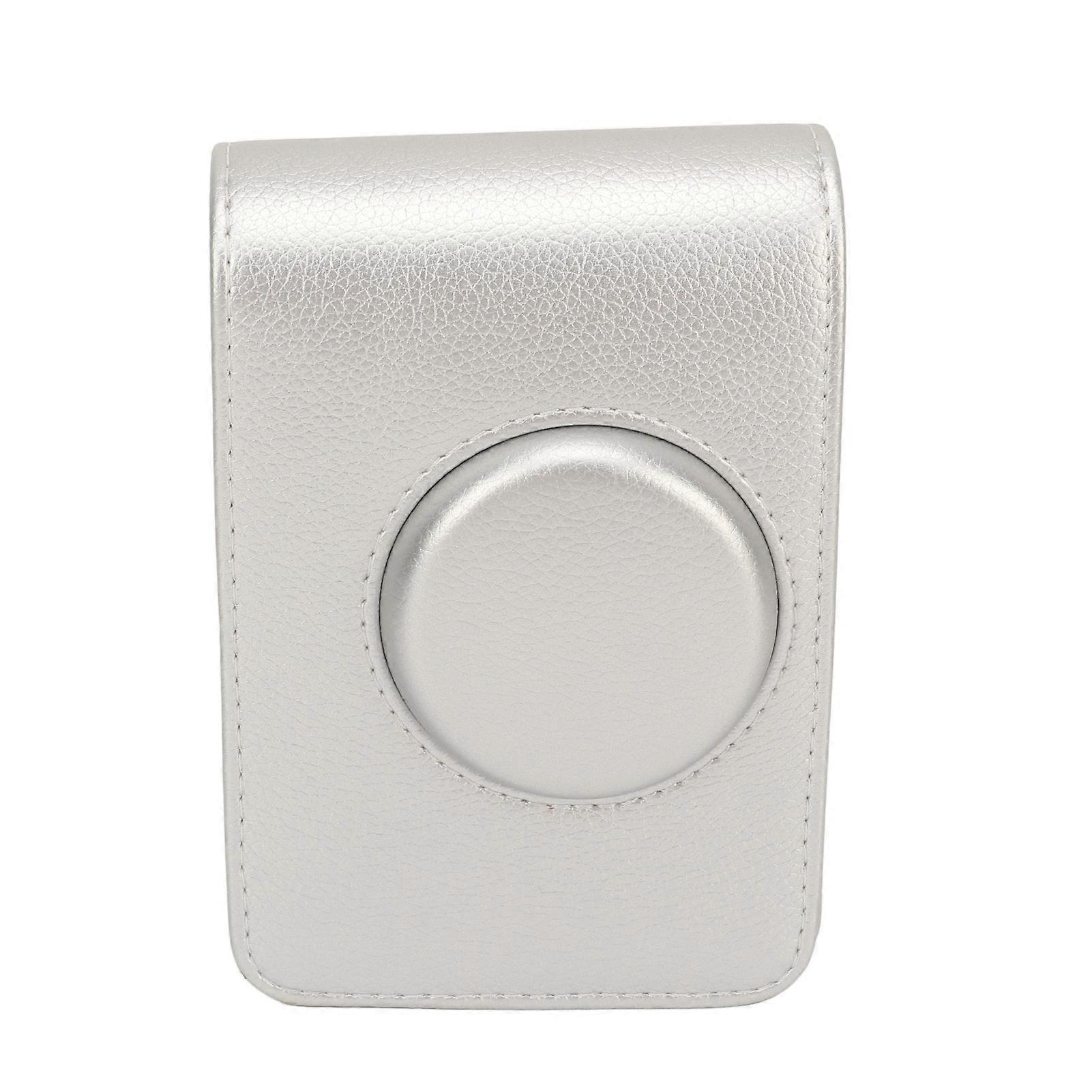 Retro Silver PU Leather Camera Case for Mini EVO with Strap