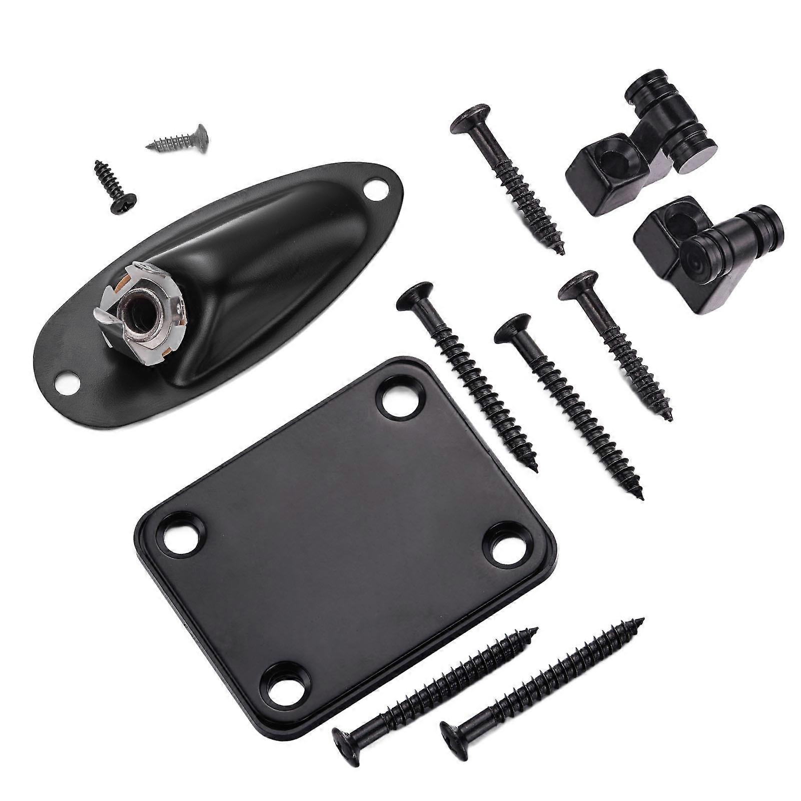 Black Guitar String Tree Retainer Set Iron Loaded Socket Plate with Screws