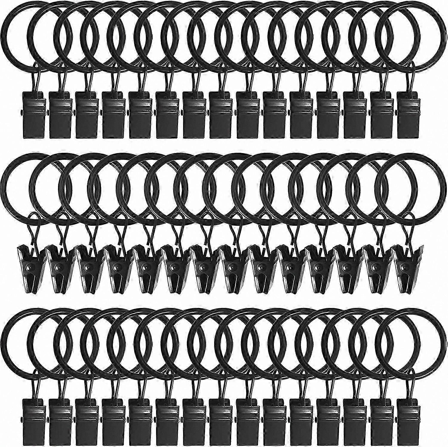 Black Curtain Ring Clips with Clips (Pack of 100) for Easy Hanging and Stylish Drapery Solution