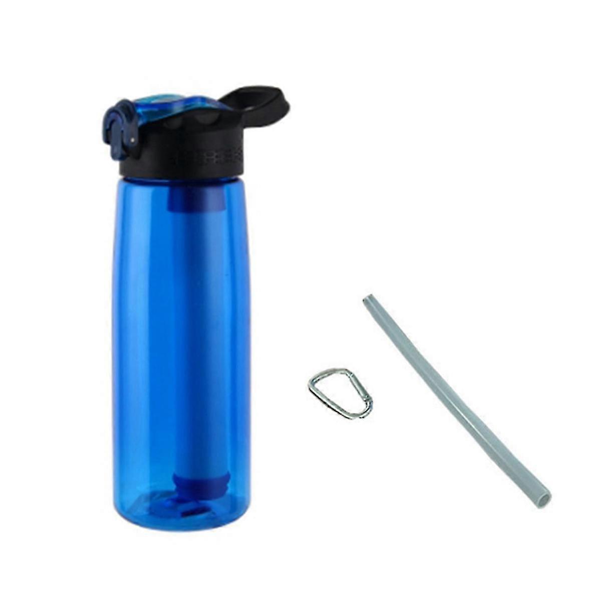 Water Bottle with Integrated Filter and Lockable Lid for Travel and Camping
