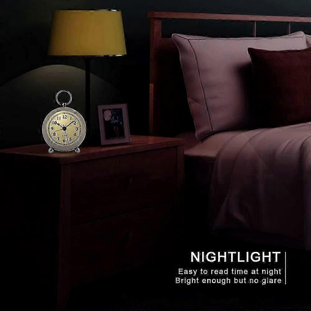 Silent Alarm Clock Non Ticking Bedside Clocks Battery Operated Table Clocks for Bedroom Easy to Read Set Night Light Function
