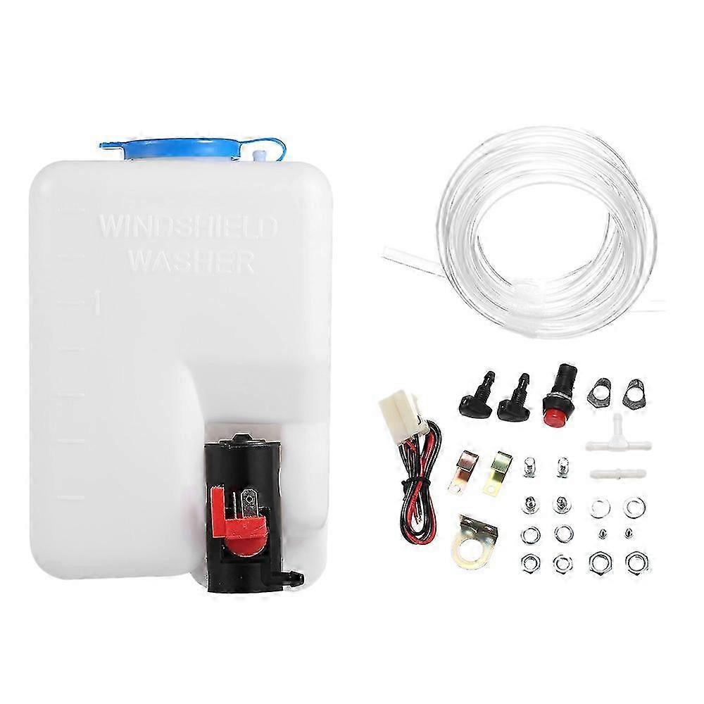Universal Windshield Washer Pump Kit with Pump Spray Push Button Switch