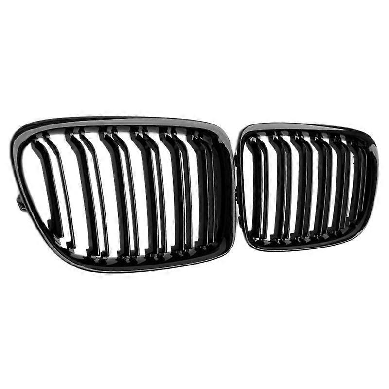 Glossy Black Front Bumper Dual Slat Front Kidney Grill Grille For-BMW X1 Series E84 SDrive XDrive 2