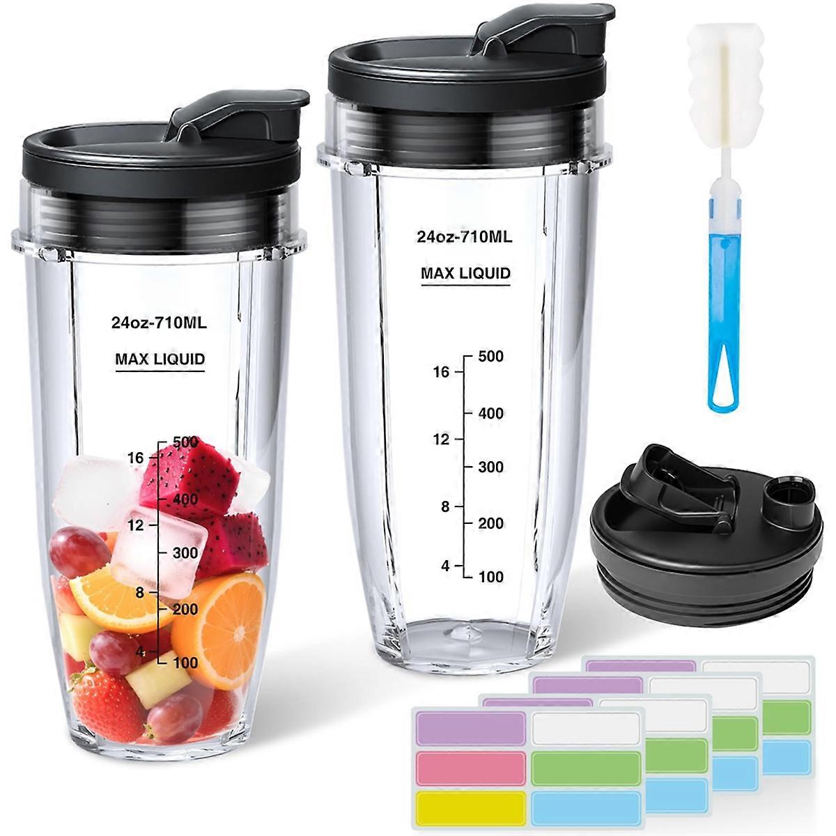 2-Pack 24oz Blender Cups Replacement for with Seal Lid