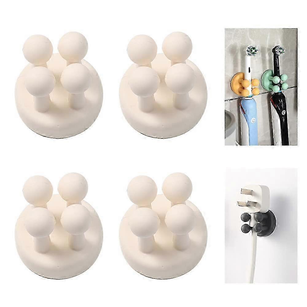 Adhesive hooks, pack of 4 white, FUNNY HOOKS, razor holder without drilling, toothbrush holder, safety razor women's holder, wet razor adhesive holder