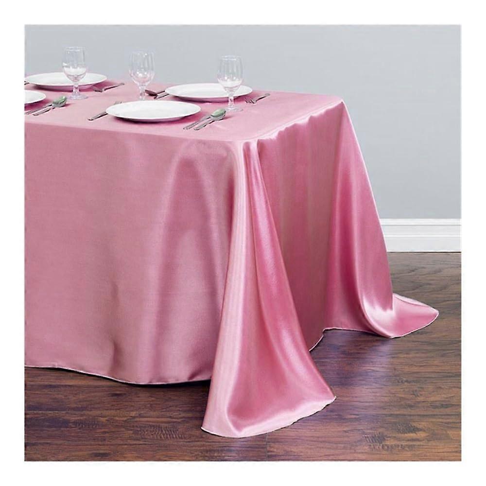 Satin Tablecloth 145x200cm Rectangular Peach Color Hotel Banquet Table Cover Wedding Party Decor
