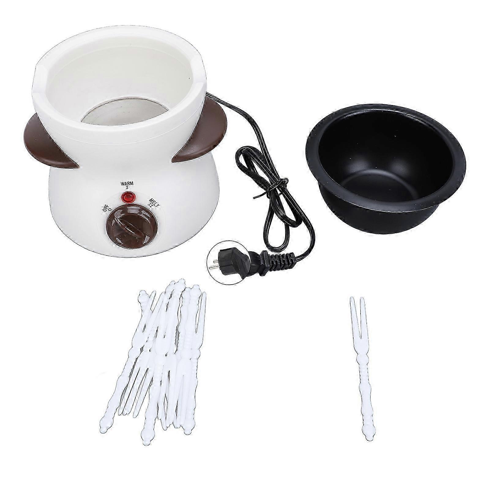 2025 Mini Electric Fondue Pot Set with 10 Dipping Forks Chocolate Fondue Pot Melting Chocolate Small Pot for Caramel Cheese White EU Plug 220V