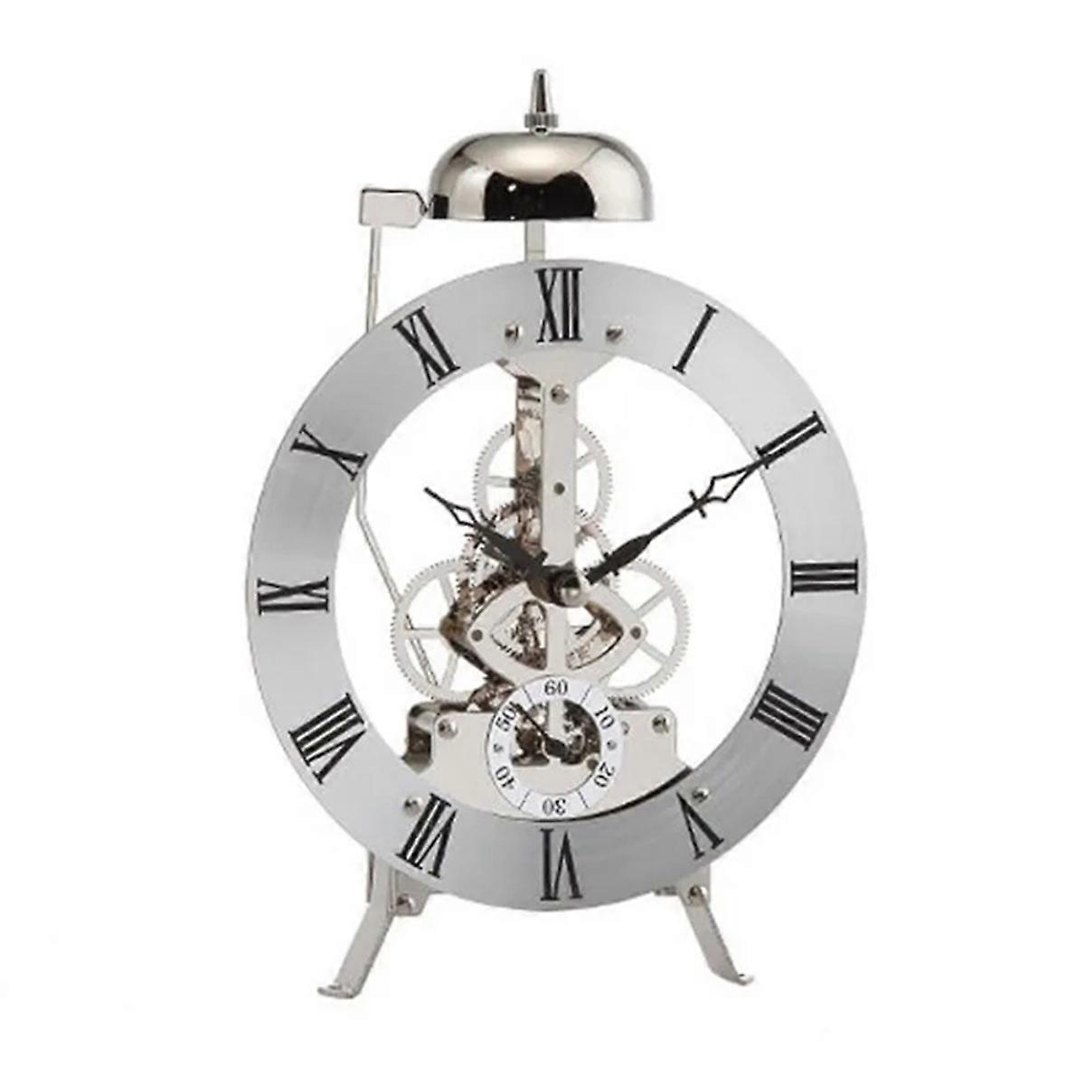 Small Table Clock Metal Vintage Table Clocks Bedroom Office Luxury Mechanical Watches Mini Watch Silver