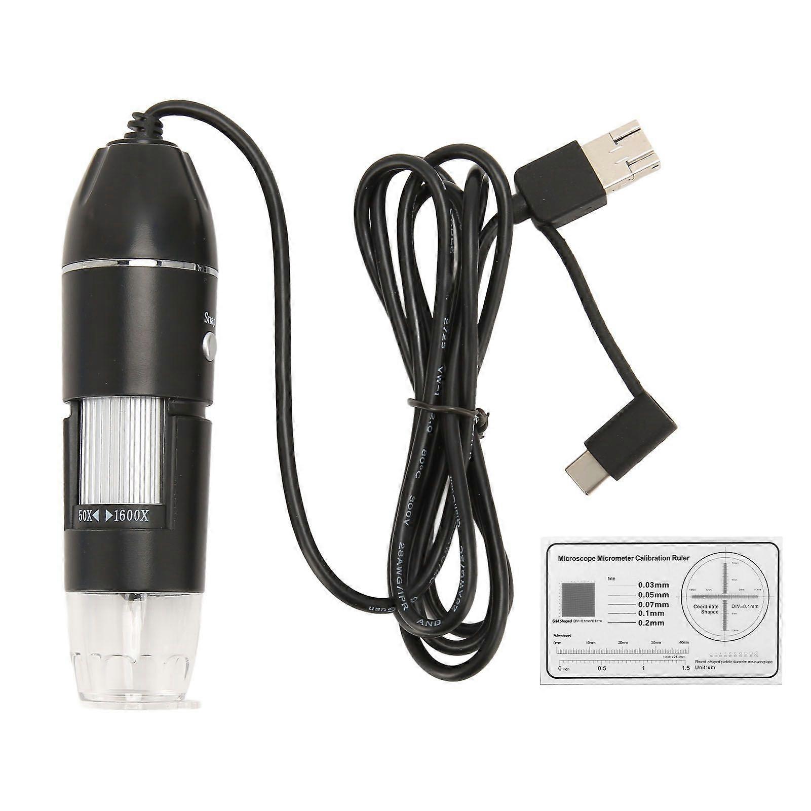 Digital Microscope USB Type C Micro USB 3 in 1 50X to 1600X Magnification 8 LED Magnifier Camera for Mobile Phone PC Laptop