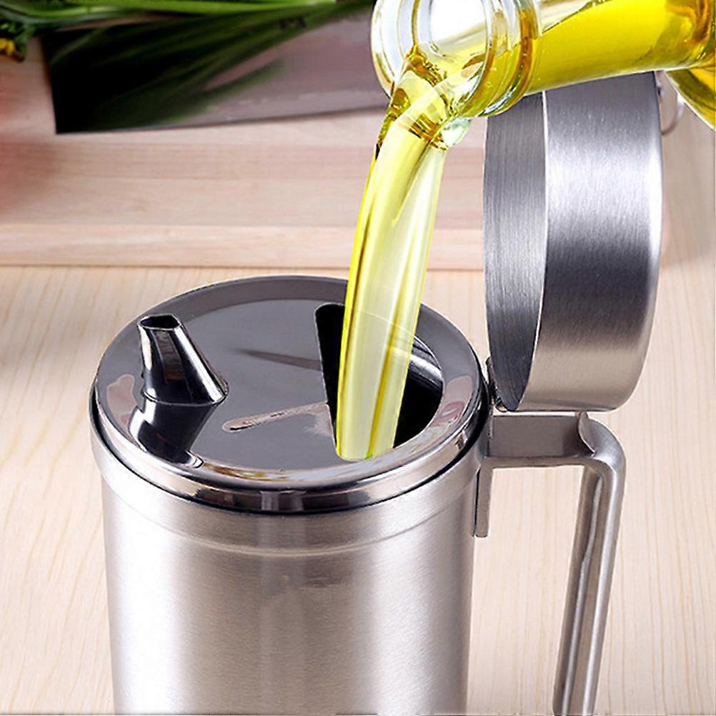 Kitchen Oil Dispenser Stainless Steel Leakproof Oil Pot for Cooking Use Silver Anti-Drip Function 1Pack