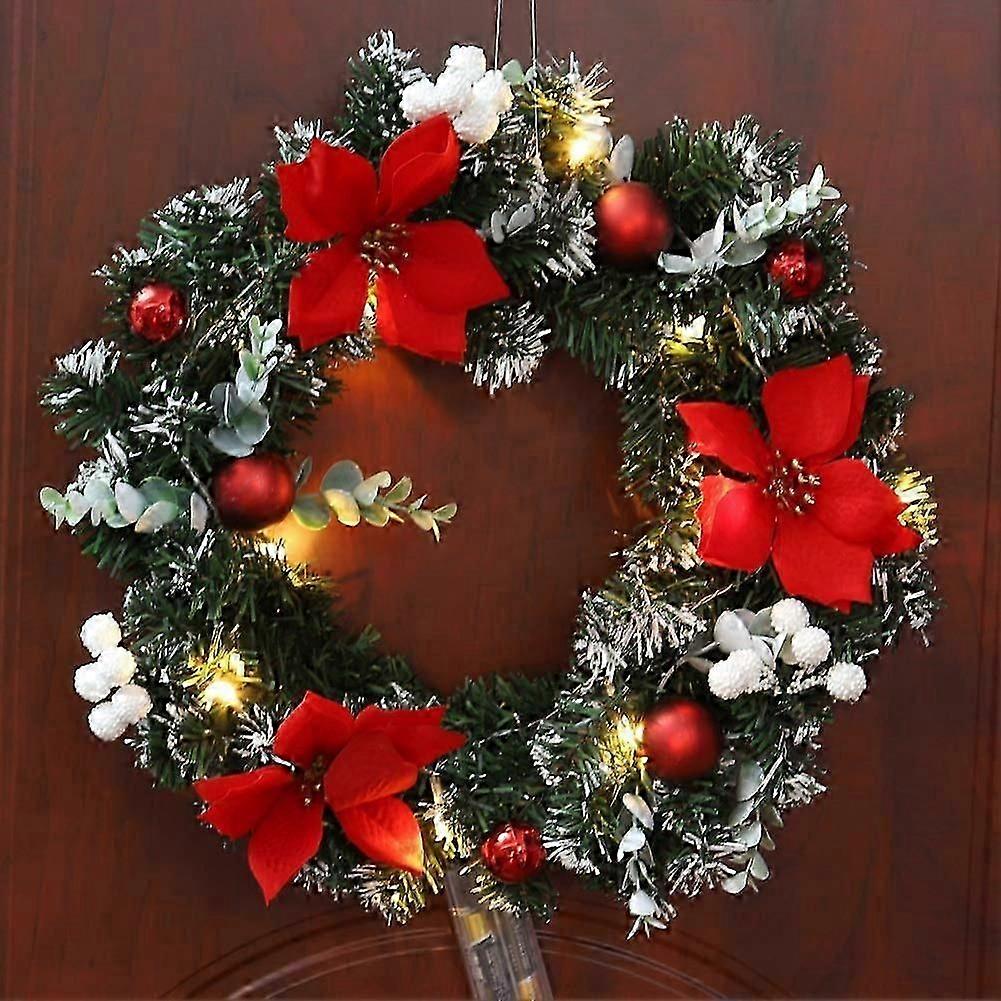 Christmas Front Door Wreath, Xmas Wreath Door Window Wall Hanging Ornaments Garland for Inside and Outside Decoration