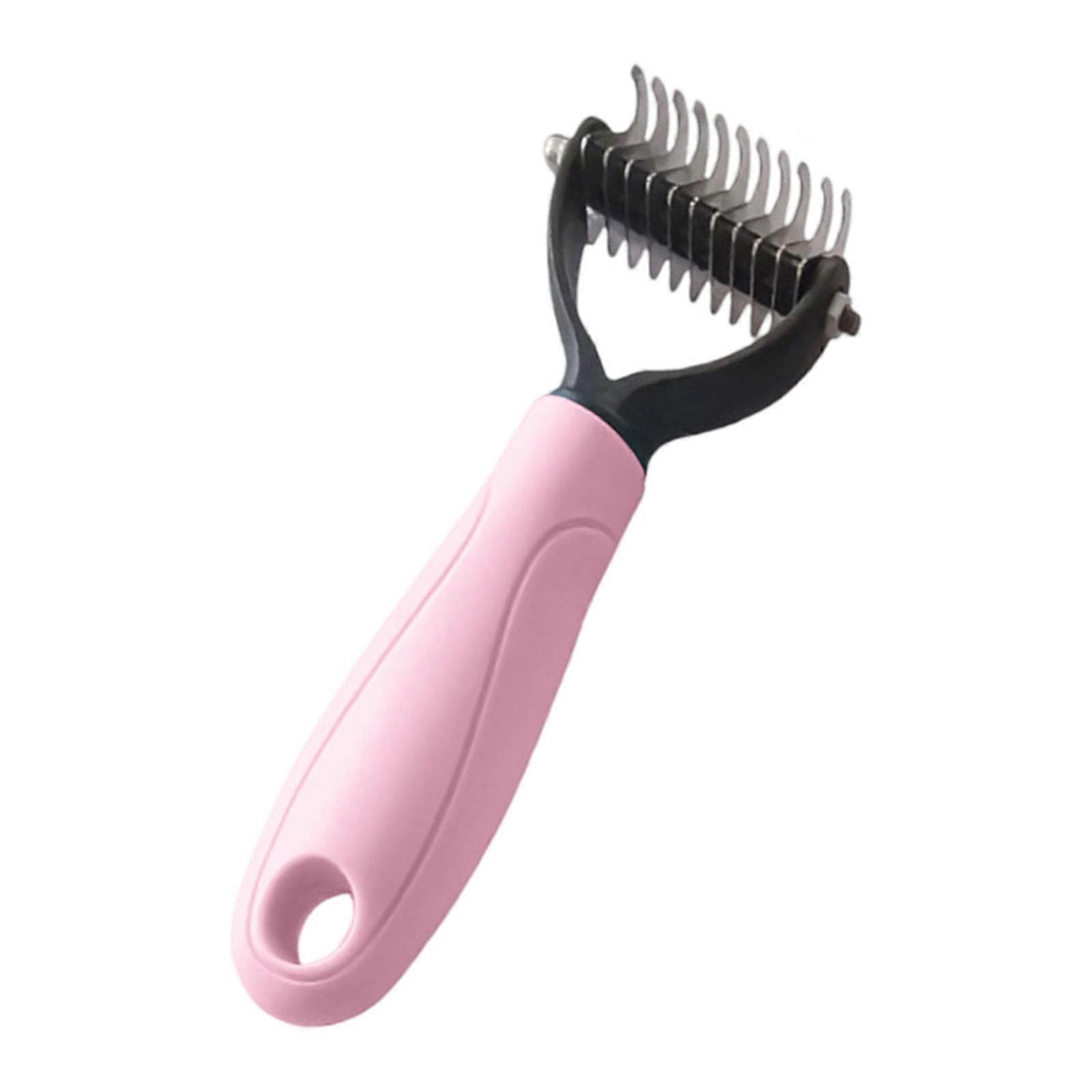 Efficient Cats Detangler Brush Double Side Teeth Deshedding Comb For Matted Furs Shedding Ergonomic Pet Grooming Tool  Pink small