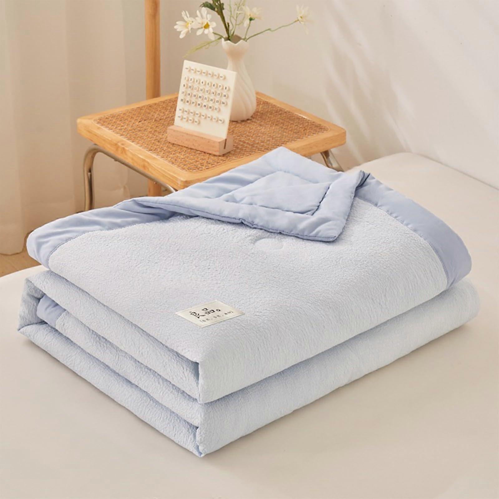 Cooling Blanket for Summer, Soft Breathable Comforter Queen Full Size 150x200cm, Cold Touch for Night Sweats and Hot Sleepers, Blue
