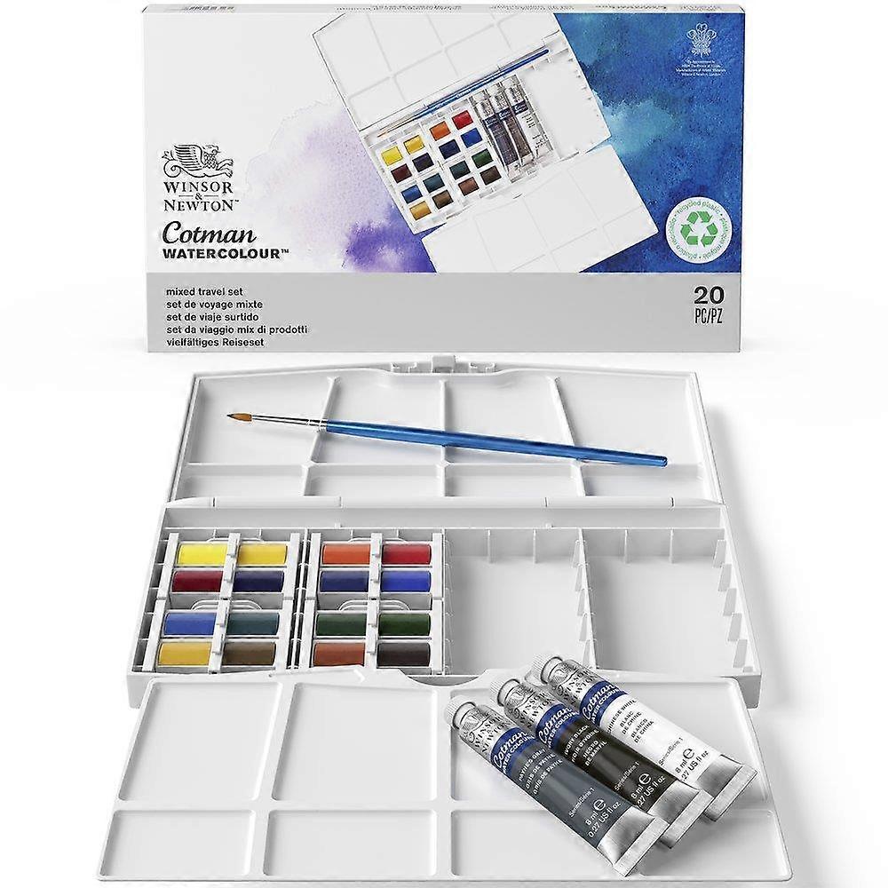 ウィンザー ・ ニュートン コットマン水彩絵の具は半分 16 プラス絵鍋・ 3 管