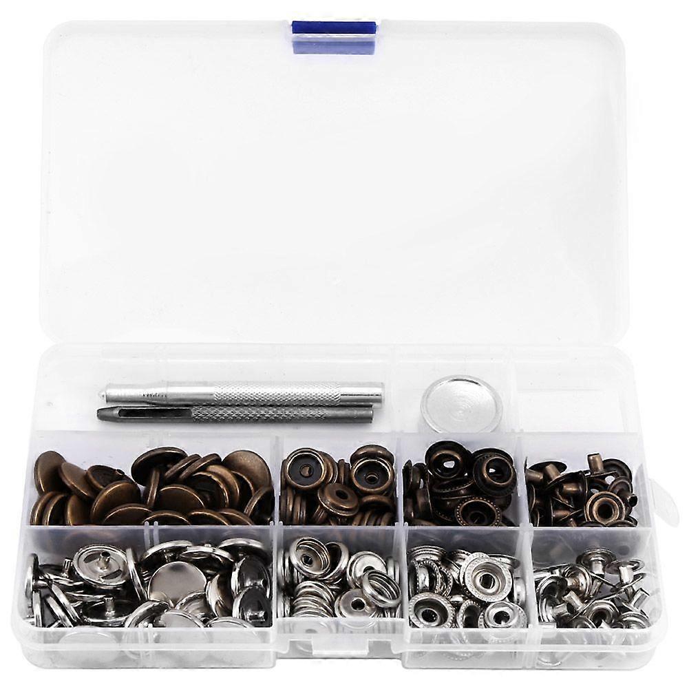 50 Sets Press Stud Snap Button Popper Fastener with Setting Tool for Leather 201#17mm