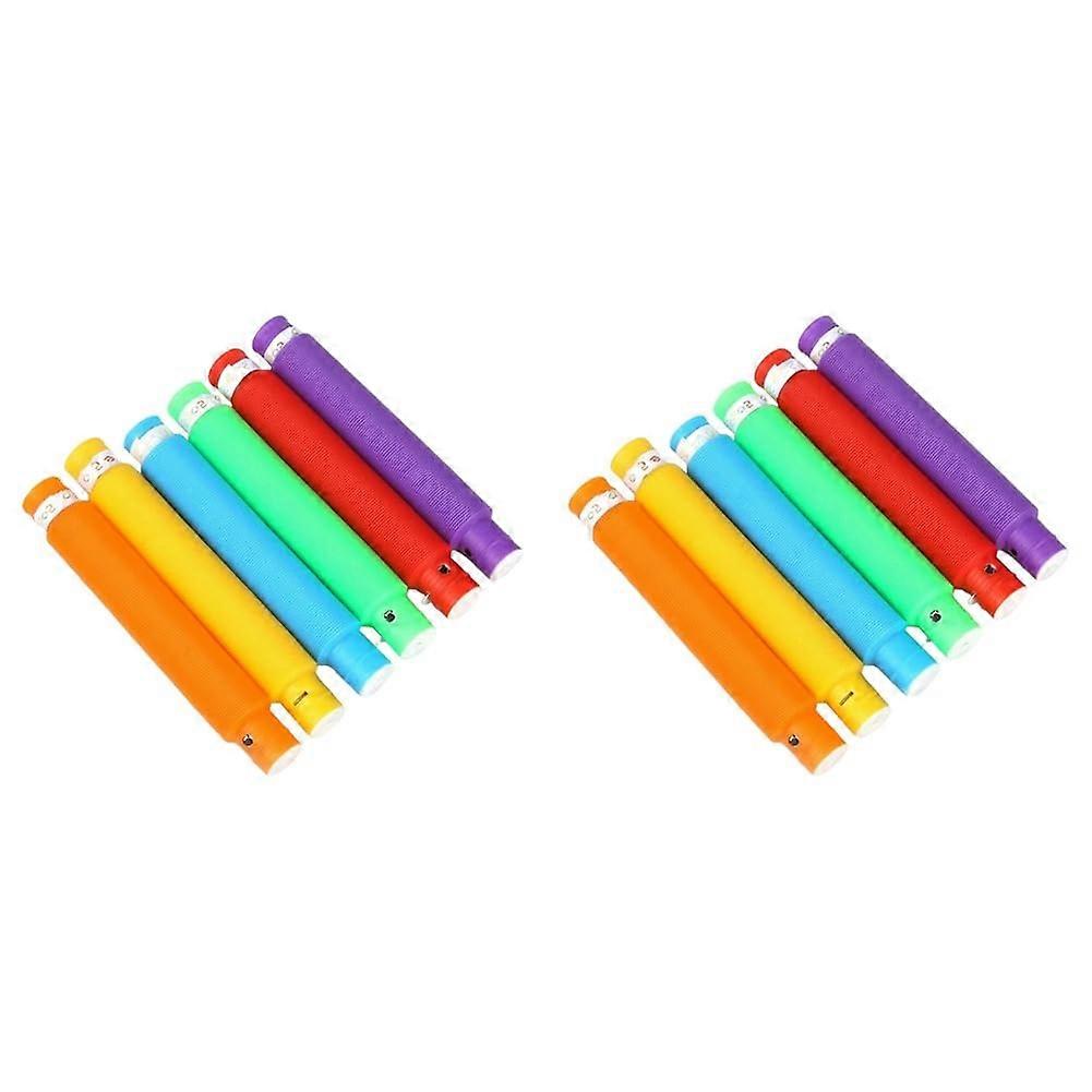 2.9cm LED Tube Light Pack with Telescopic Design, 12pcs Rainbow Color Decompression Water Pipe in Color Box