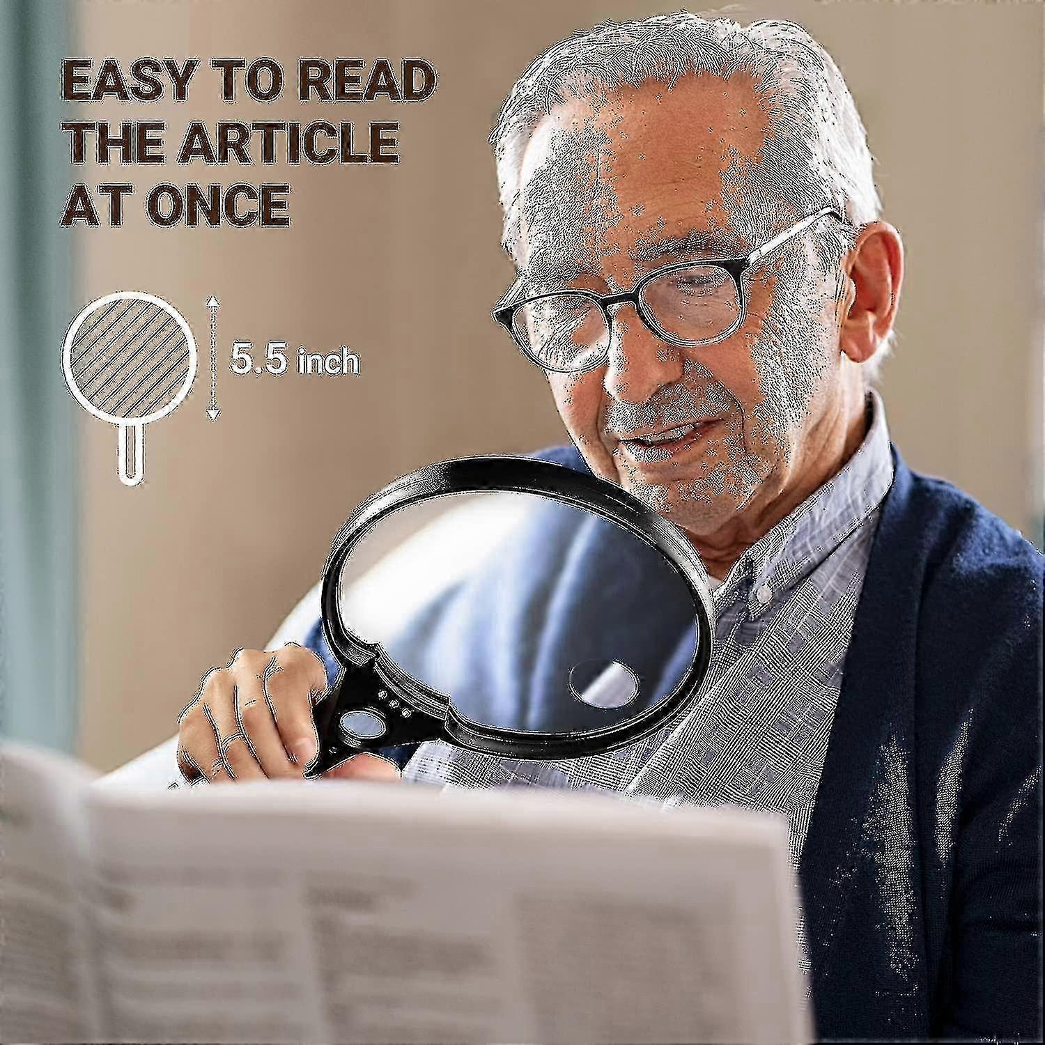Extra Large Led Handheld Magnifying Glass With Light - 2x 4x 25x Lens Zoom Lightweight Shatterproof Magnifiers