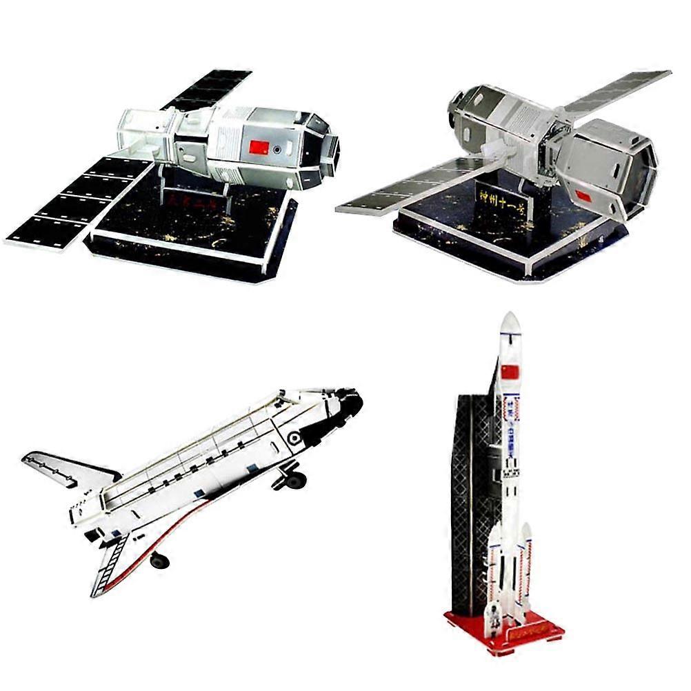 Space Shuttle Model Paper 3D Puzzle for Education 4Pcs Black and White