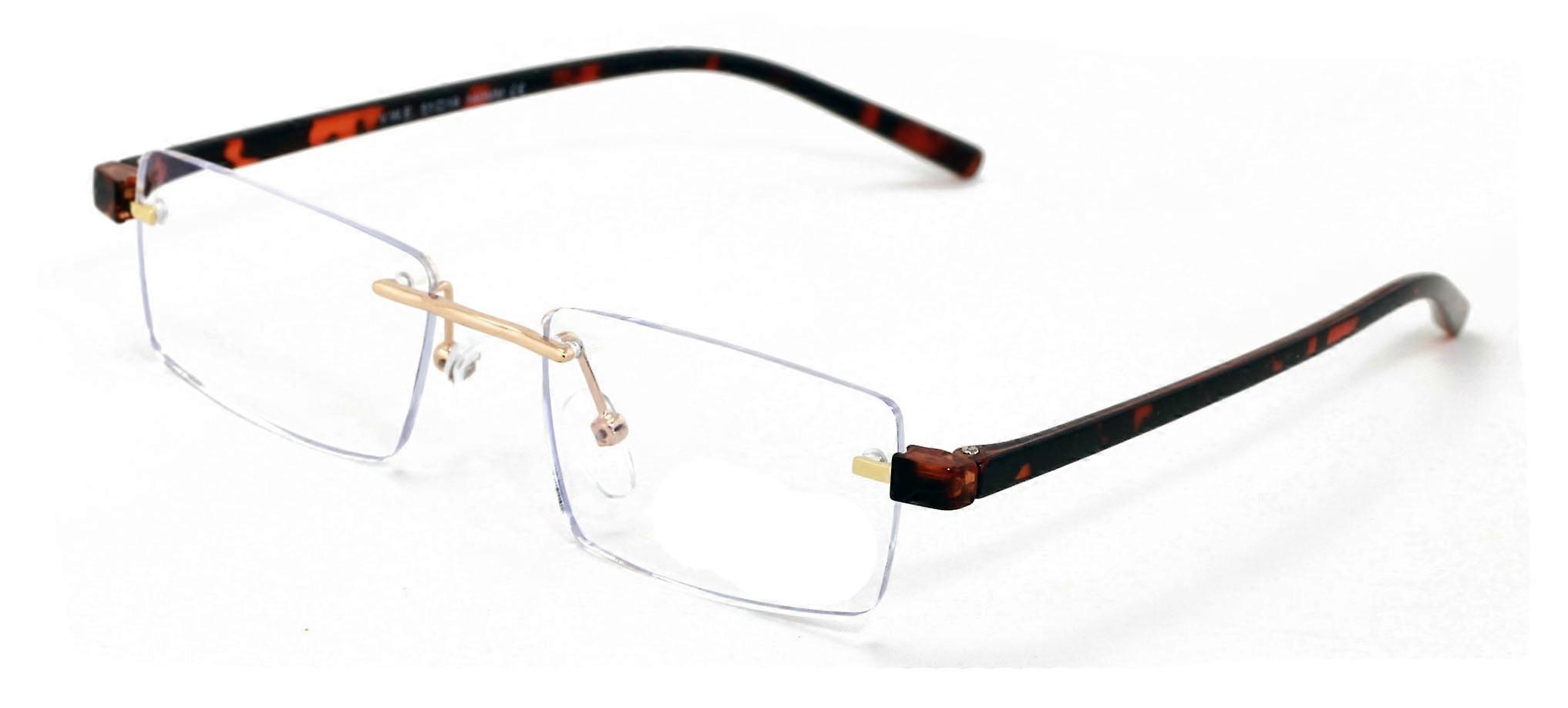 Lightweight Rimless Reading Glasses Metal with Flexible Temple - Rectangular Anti Blue Blocker Reader Clear Lens 2.75