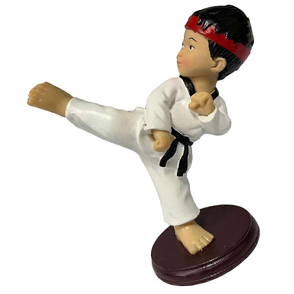 Taekwondo Boy Ornament Resin Figurine for Decoration 3Pcs Multi-Color Resin Adornment