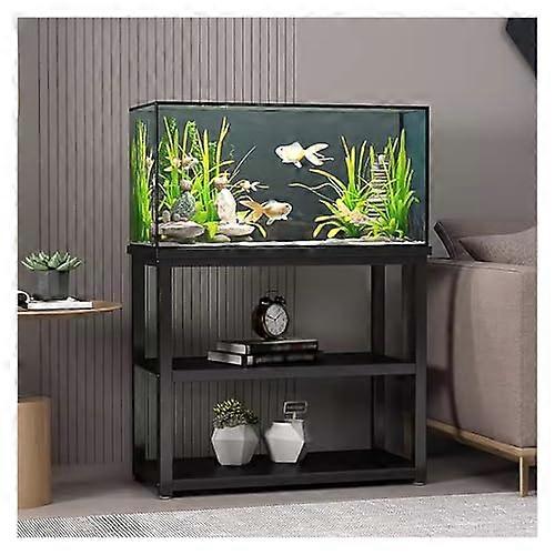 Fish Tank Stand 27.5Inch Tall Black Stand For 5 10 20 Gallon Tanks Metal And Wood With 2Layer Storage Shelf