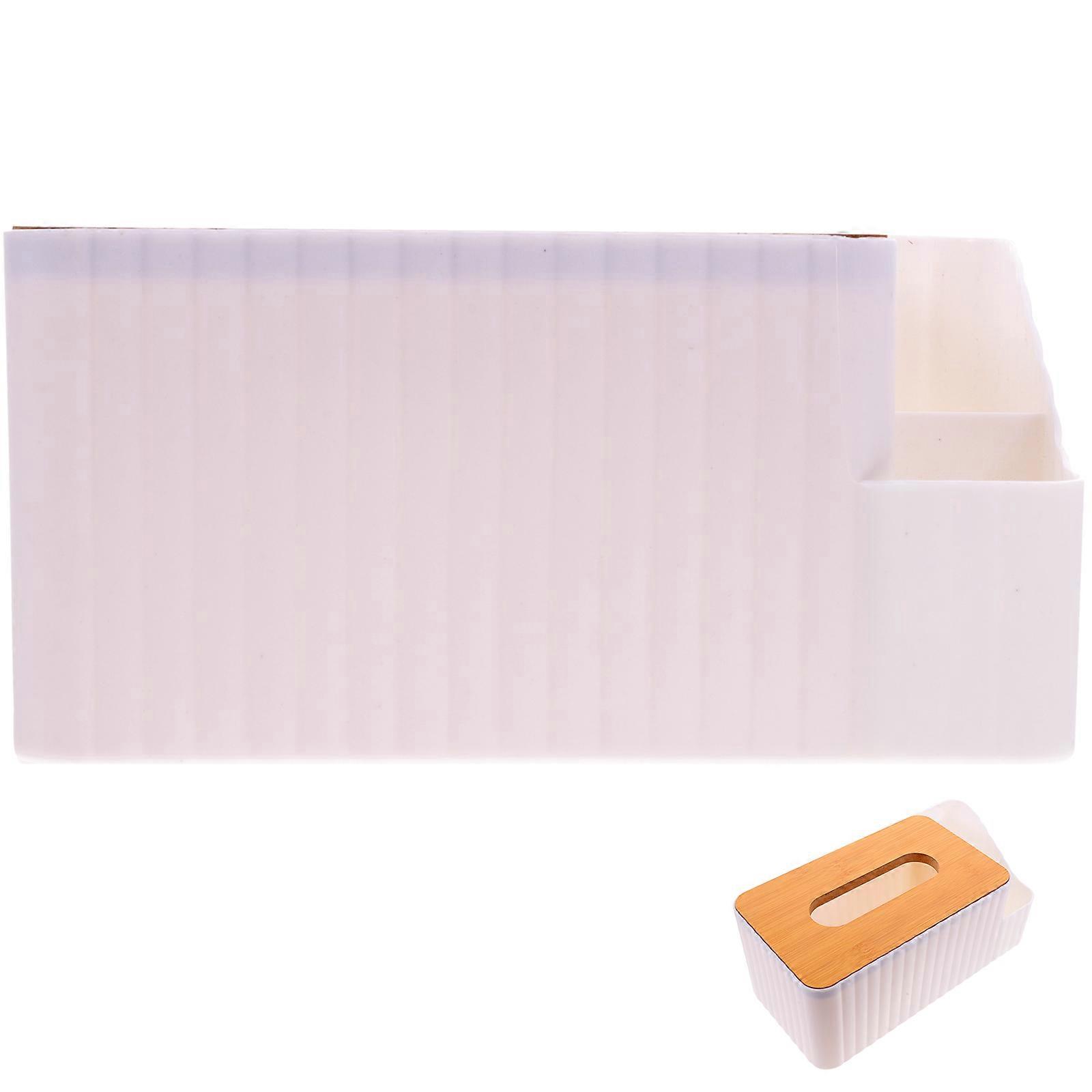 Simple Style Desktop Organizer Box For Organizing Tissues And Accessories Designed For Household Users In White Color 4Pcs