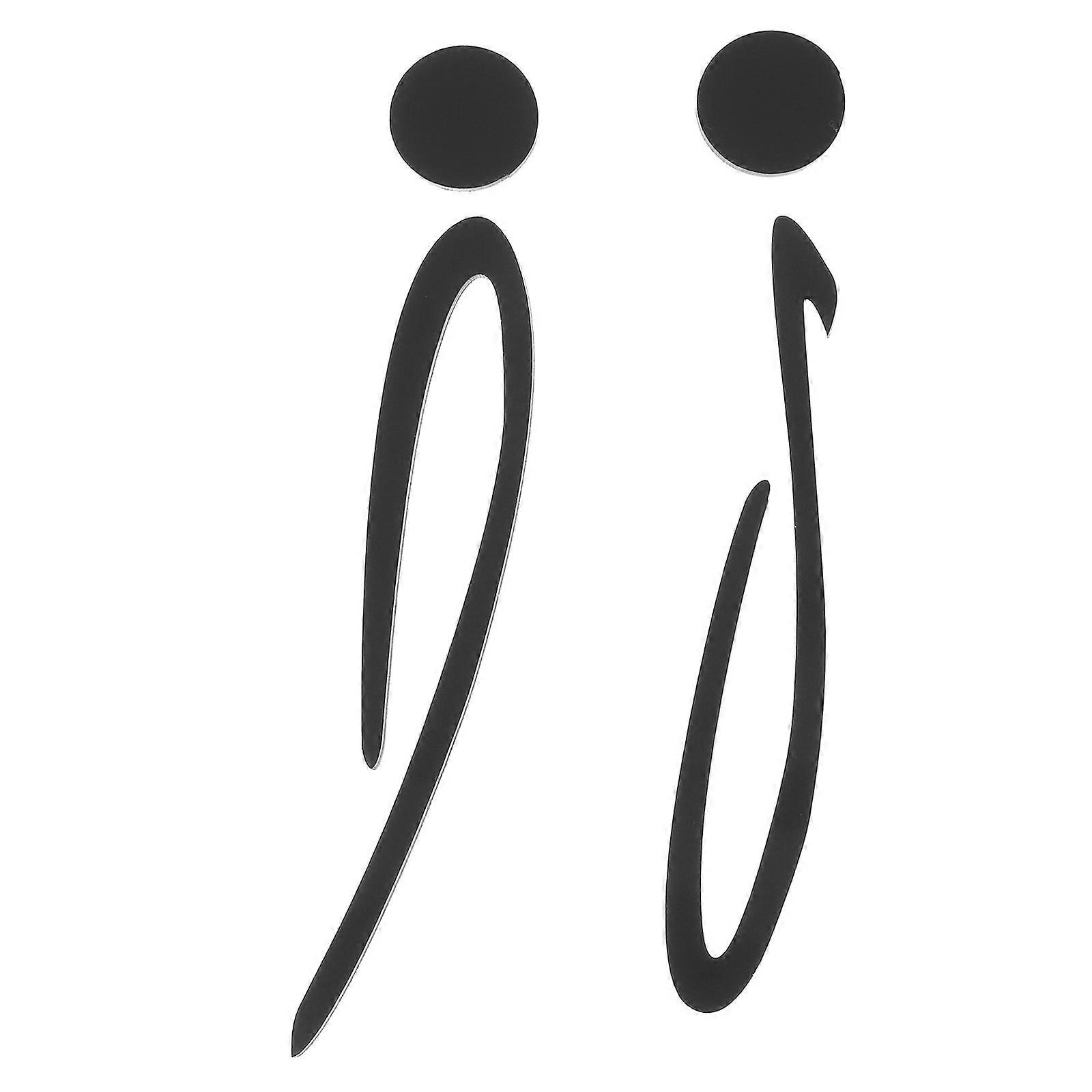 Men And Women Restroom Signs Set 6 Pcs Clear Indication Acrylic For Home And Office Use Elegant Design Black