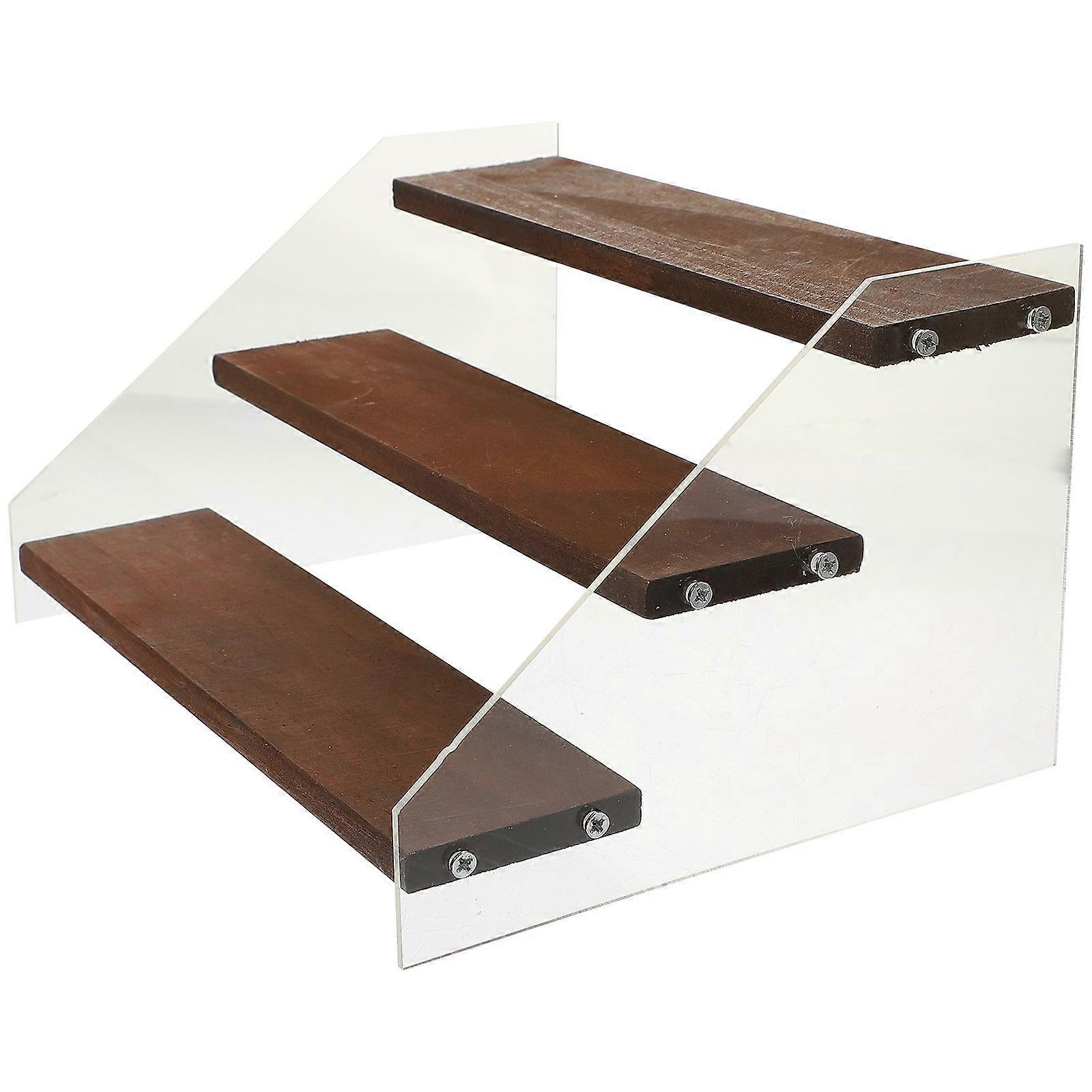 Multi Acrylic Wood Display Stand 3 Tier For Toy Storage 7.86x6.29x4.52in Elegant Model Organizer