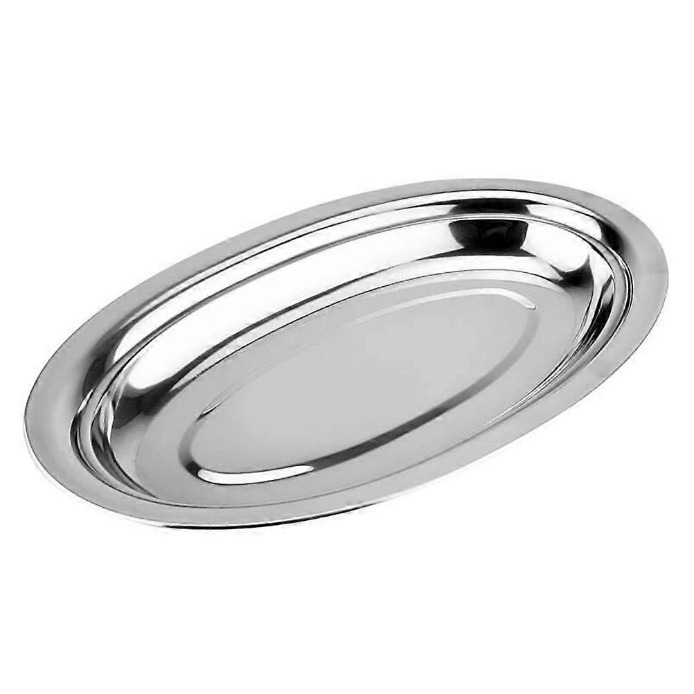 Stainless Steel Oval Plate for Multi-Function Use 2Pcs Silver Set
