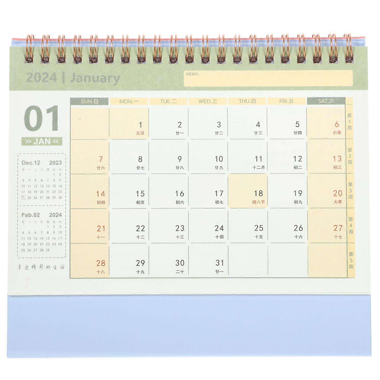 2024 Year Household Desk Calendar Desktop Calendar for Daily Use Purple